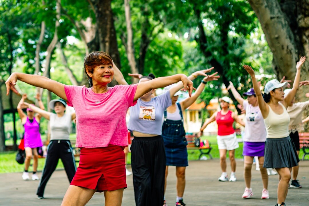seniors doing group exercise