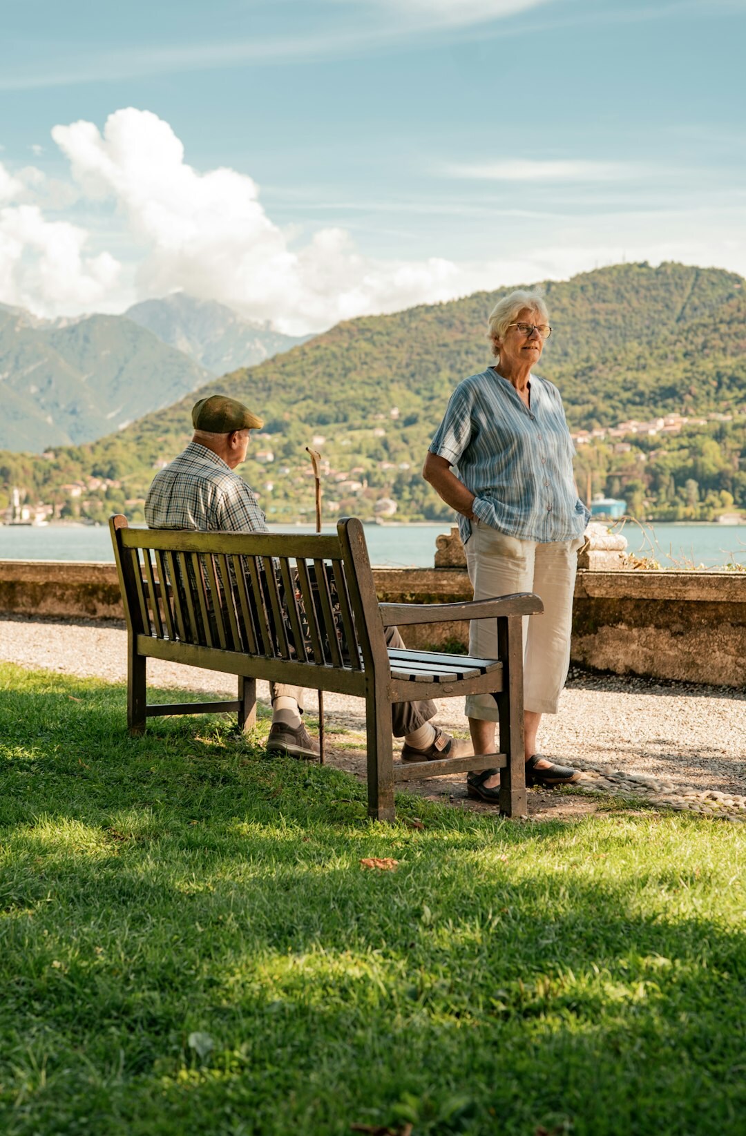 elderly people exercising outdoors